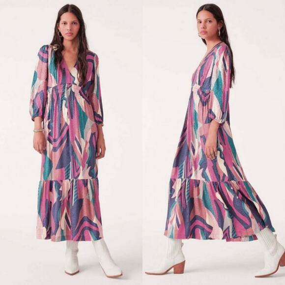 BA&SH NEW Wina Dress Night Blue XS Dinner Event Holiday New Year Holiday